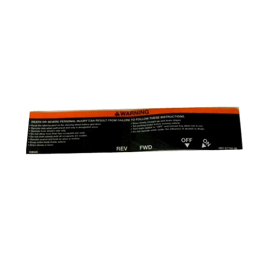 Yamaha Warning Label Part JW2-K7768-00-00