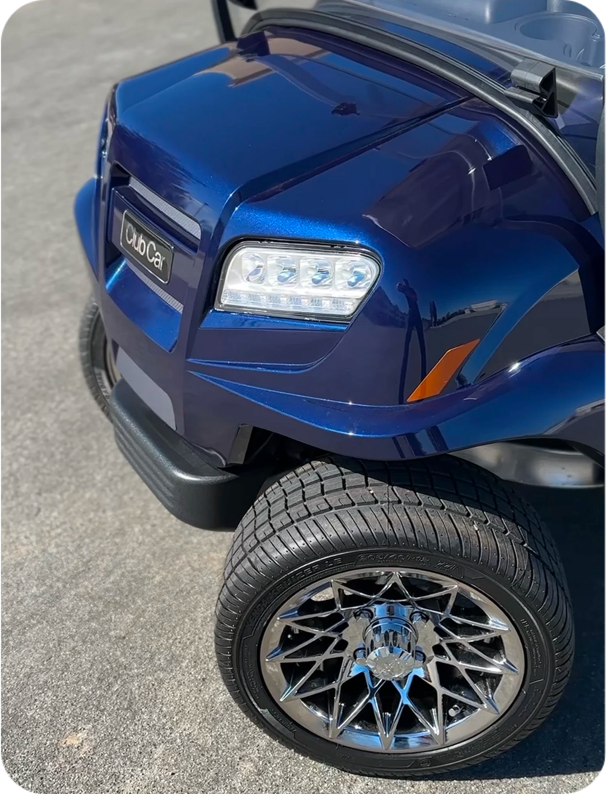 Glossy blue golf cart body