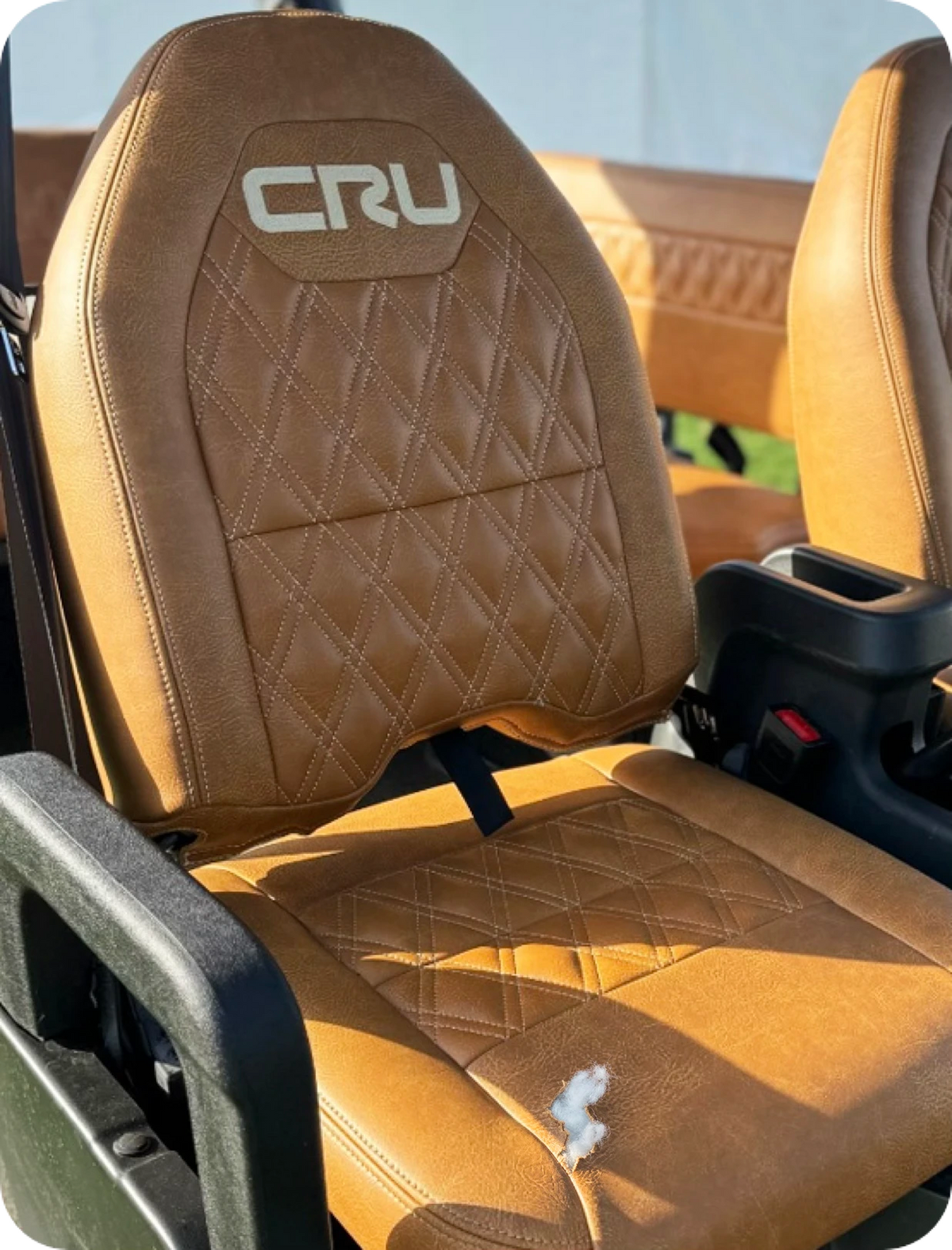 Brown golf cart seating