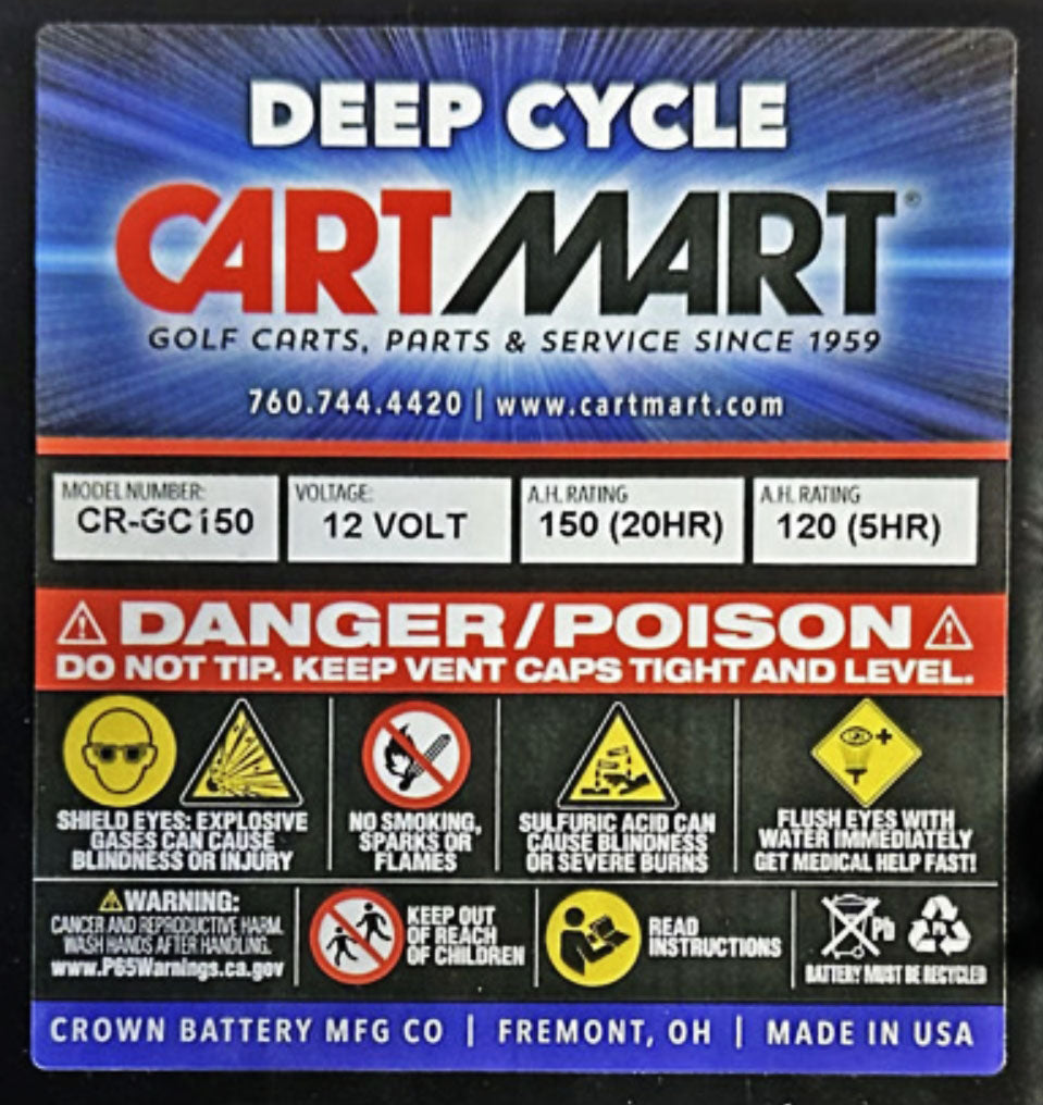Crown Battery Crown 12 Volt Battery 150 Ah Part CR-GC150 12V
