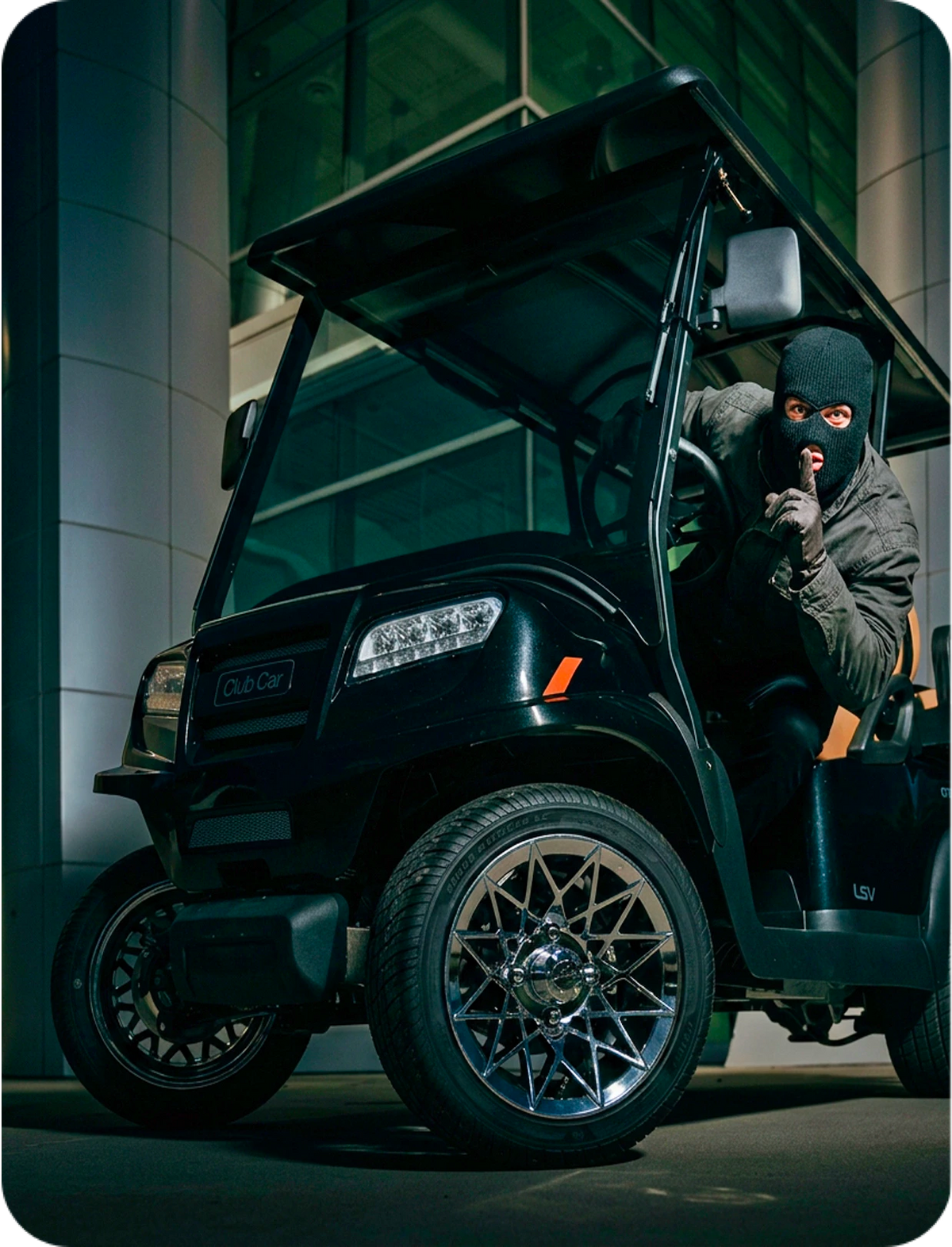 Golf cart theft protection concept