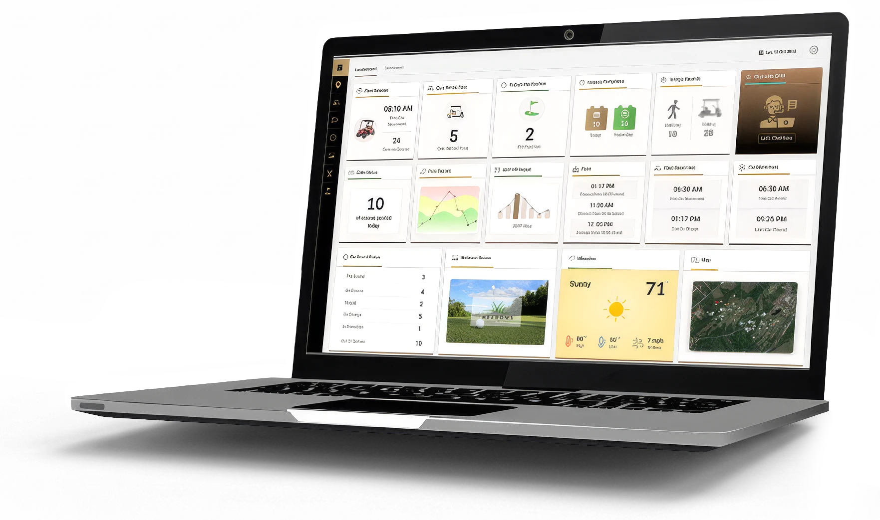 Club Car Visage fleet-management dashboard displayed on a laptop
