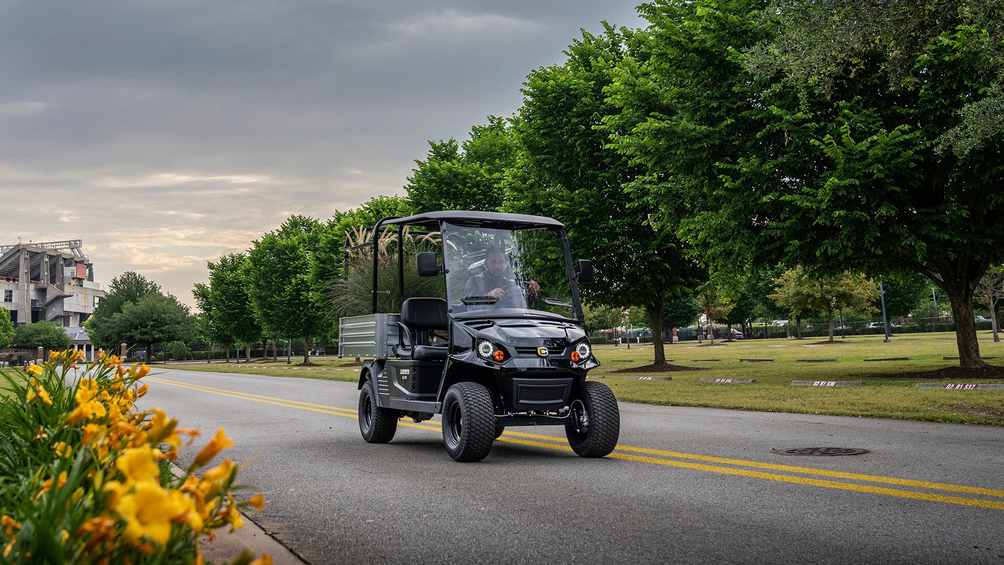 Cushman Street-Legal Hauler PRO LSV driving on a public road
