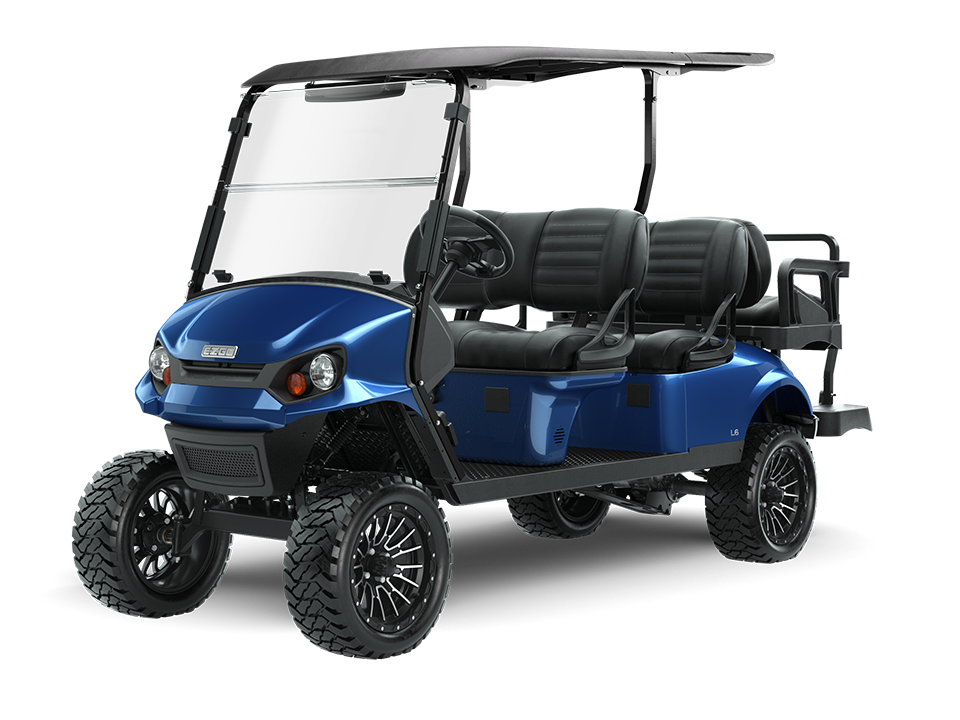 Black E-Z-GO Express L6 six-passenger golf cart - MY2024