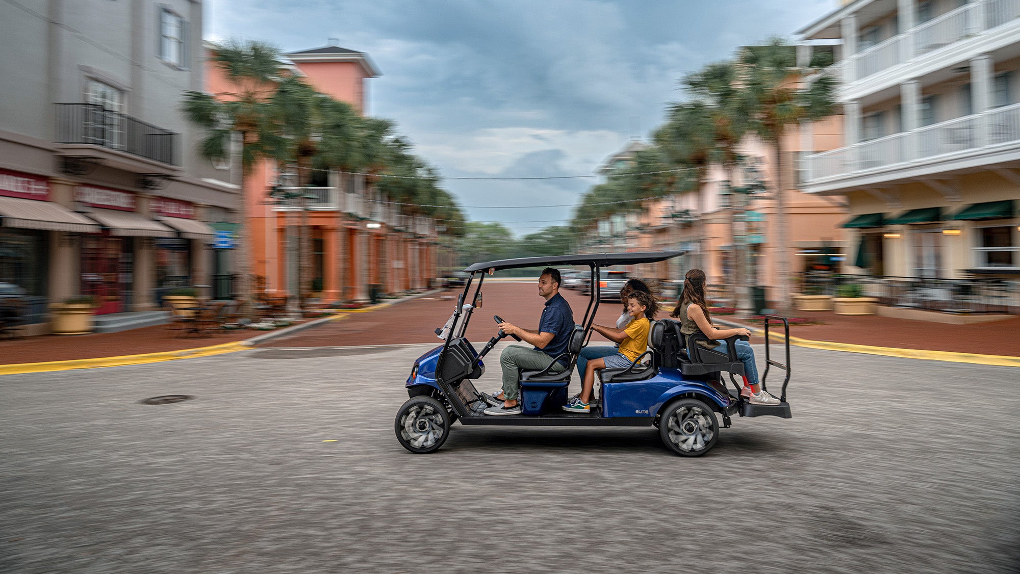 Black E-Z-GO Express S6 six-passenger golf cart - MY2024