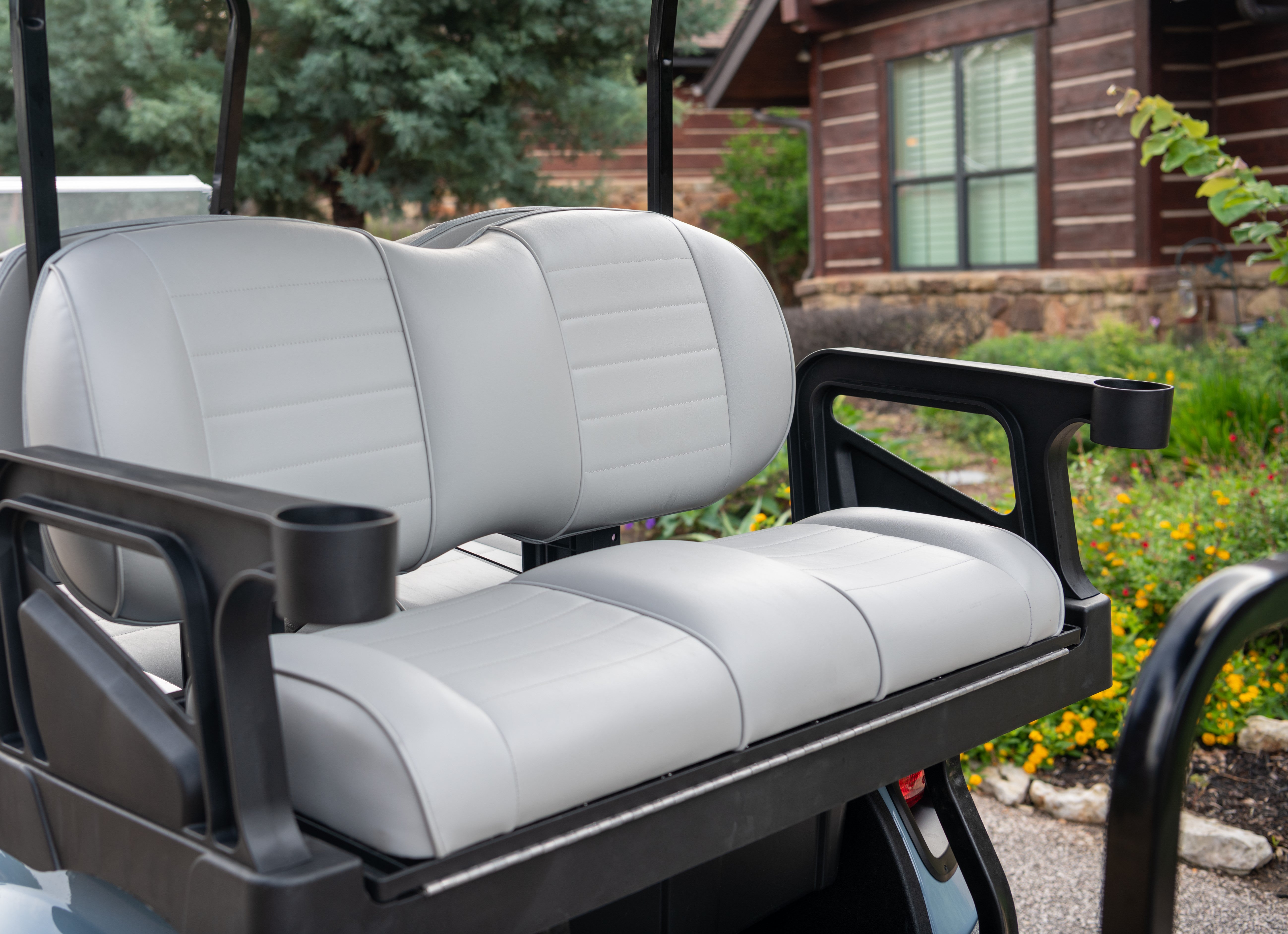 MY2024 E-Z-GO Express S6 rear seat with enclosed storage