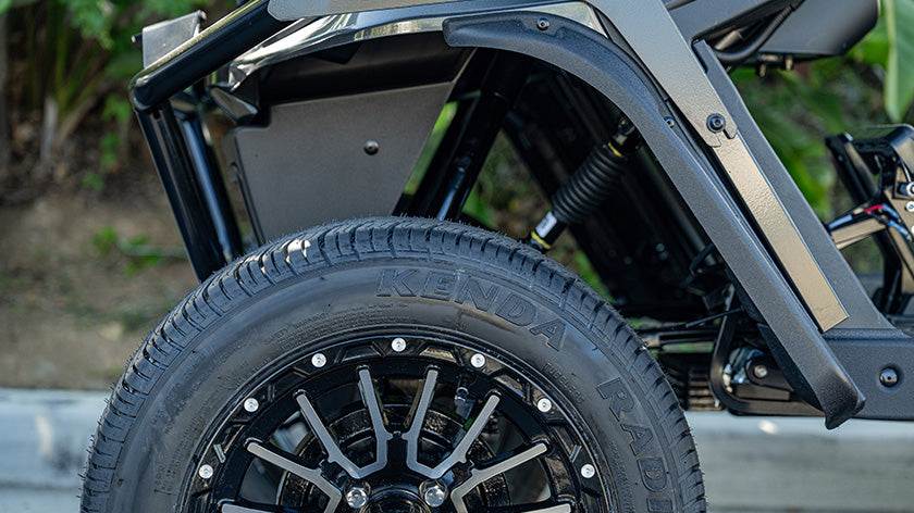 Lifted E-Z-GO Express 4 ride-height detail