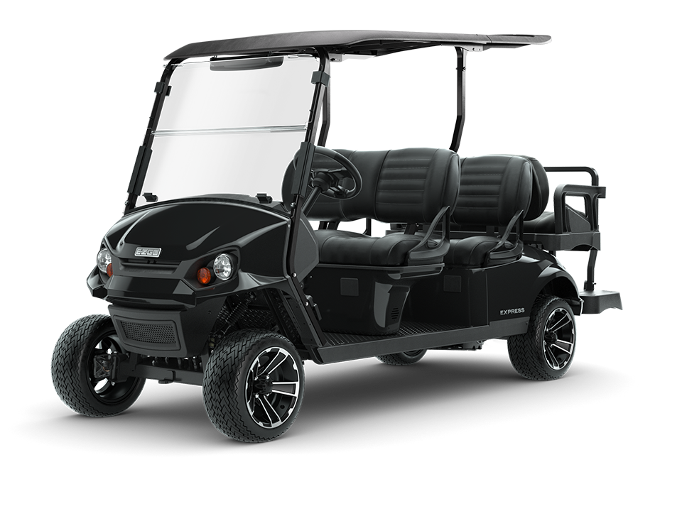 Black E-Z-GO Express 6 six-passenger golf cart - MY2025