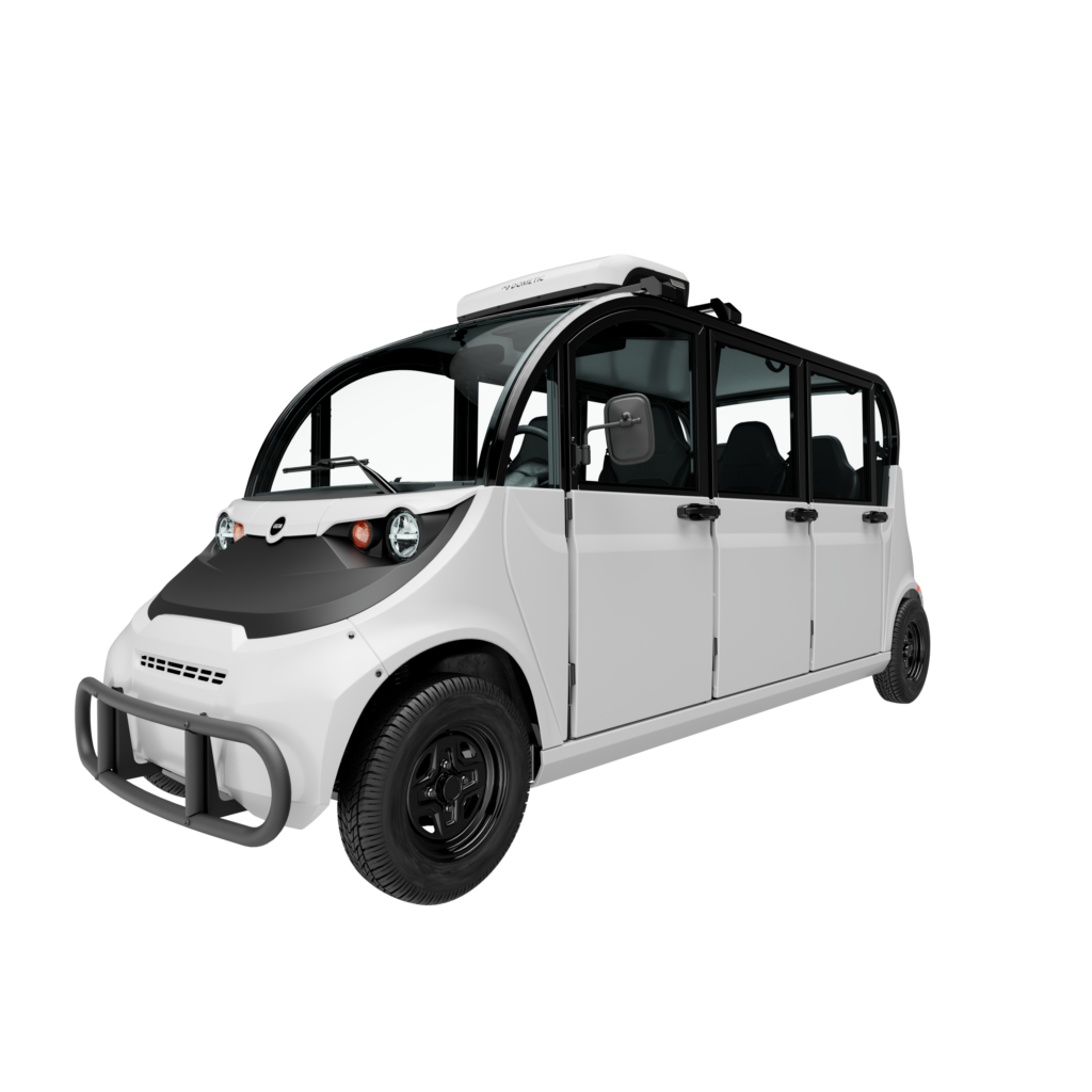GEM e6 electric vehicle equipped with HVAC enclosure