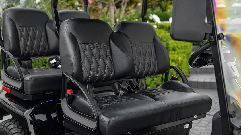 Four forward-facing seats in the 2026 E-Z-GO Liberty