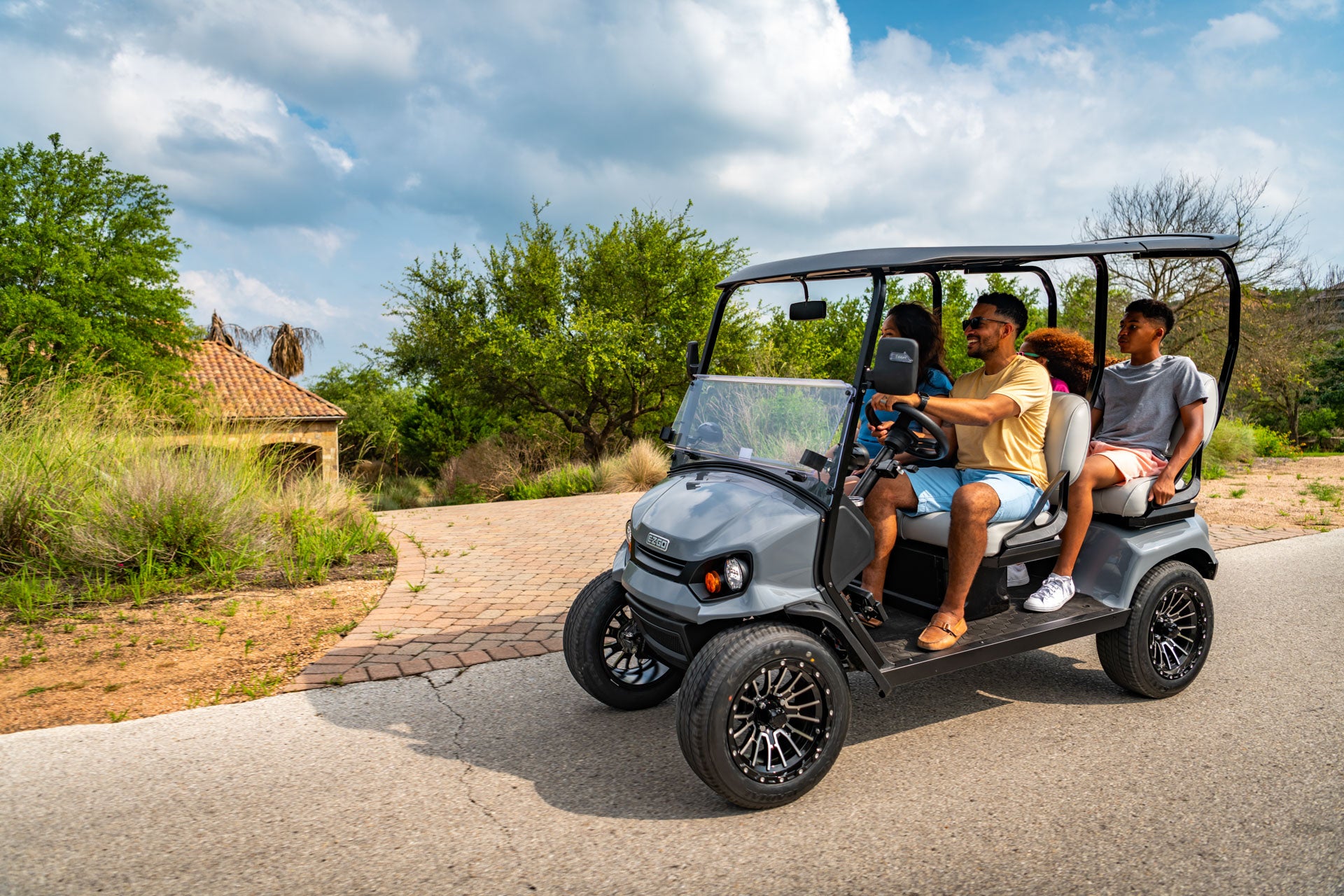 Four forward-facing seats in the MY2024 E-Z-GO Liberty