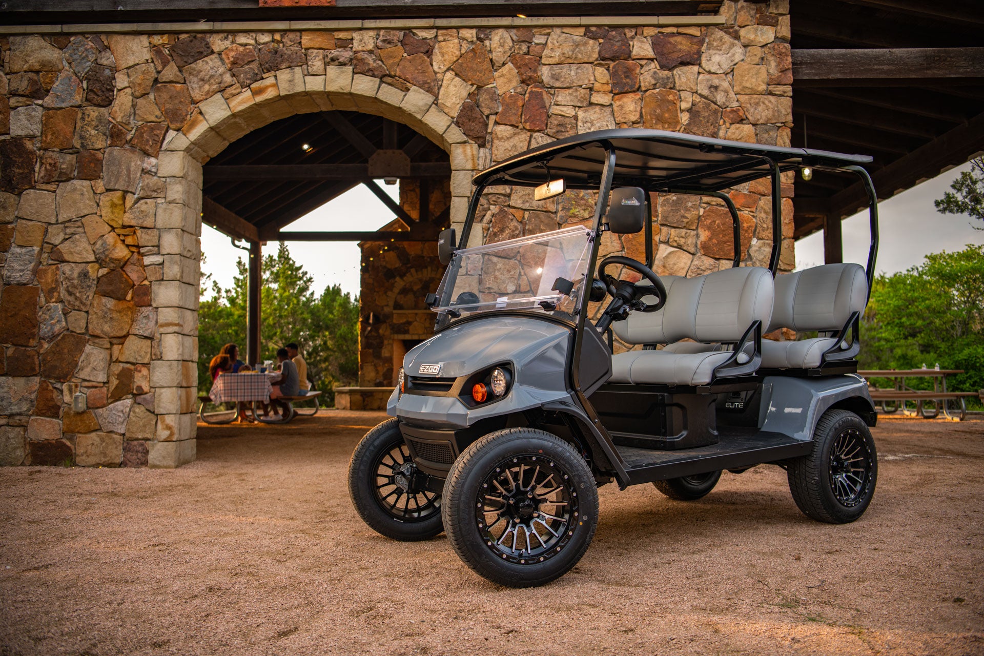 Four forward-facing seats in the E-Z-GO Liberty