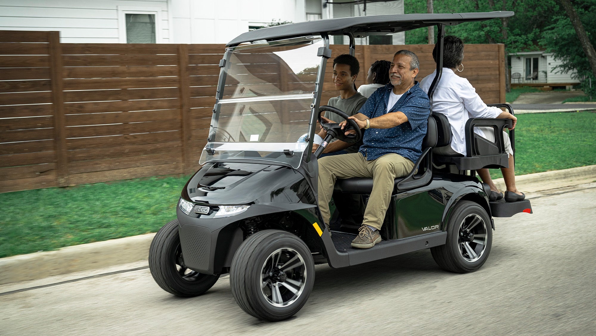 E-Z-GO Valor independent front suspension in use